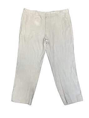Island Importer 100% Linen Pants Men’s 42 Beige Flat Front Beach Resort Casual